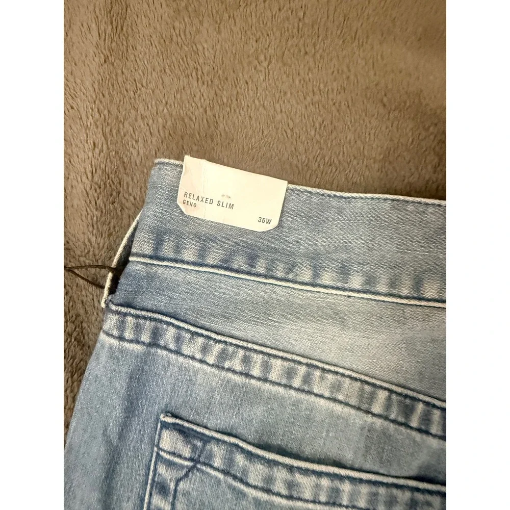 True Religion Geno No Flap SN Slim Straight Jeans Medium Wash Blue Mens 36 NEW